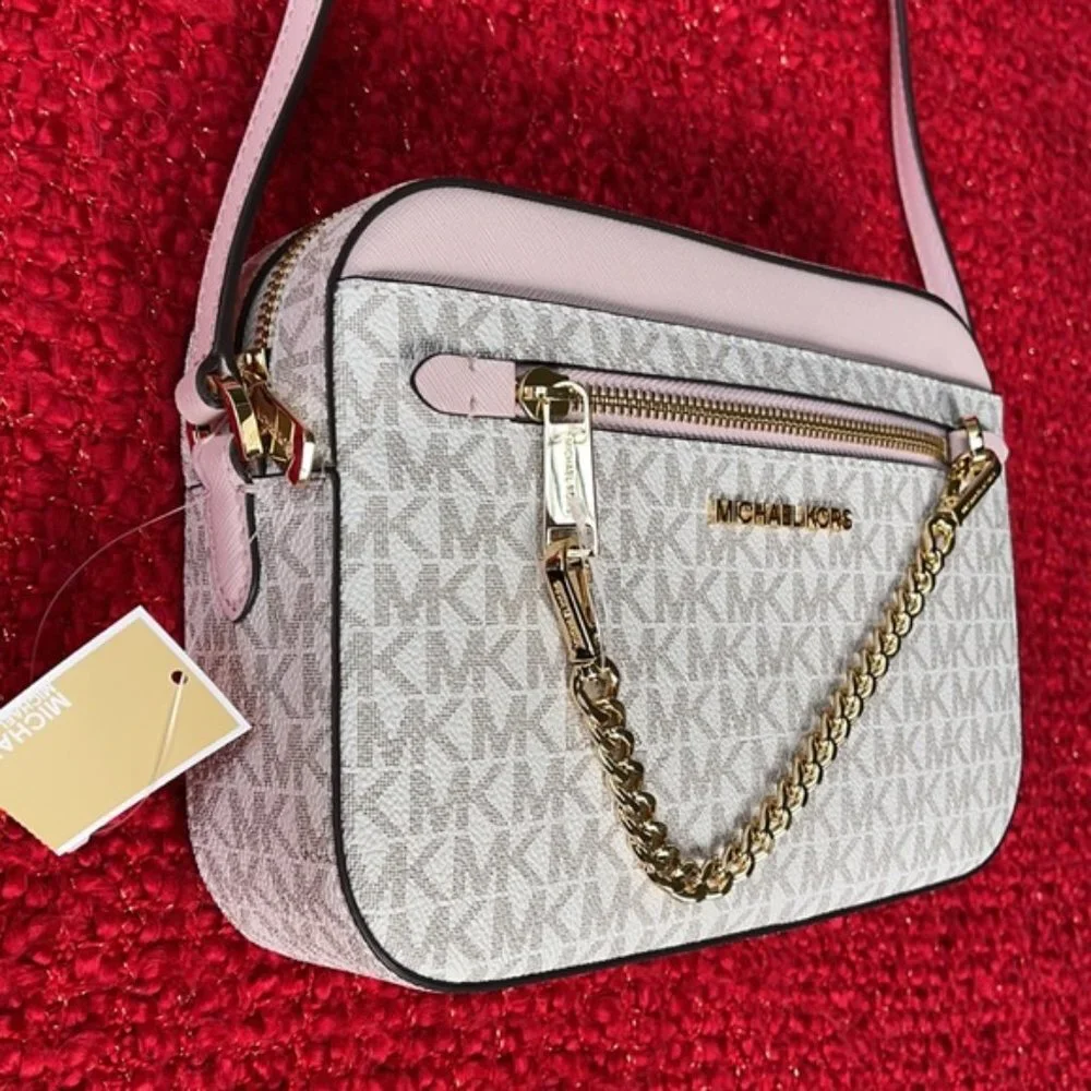 Michael Kors Jet Set Item Large East West Zip Chain Crossbody Powder Blush